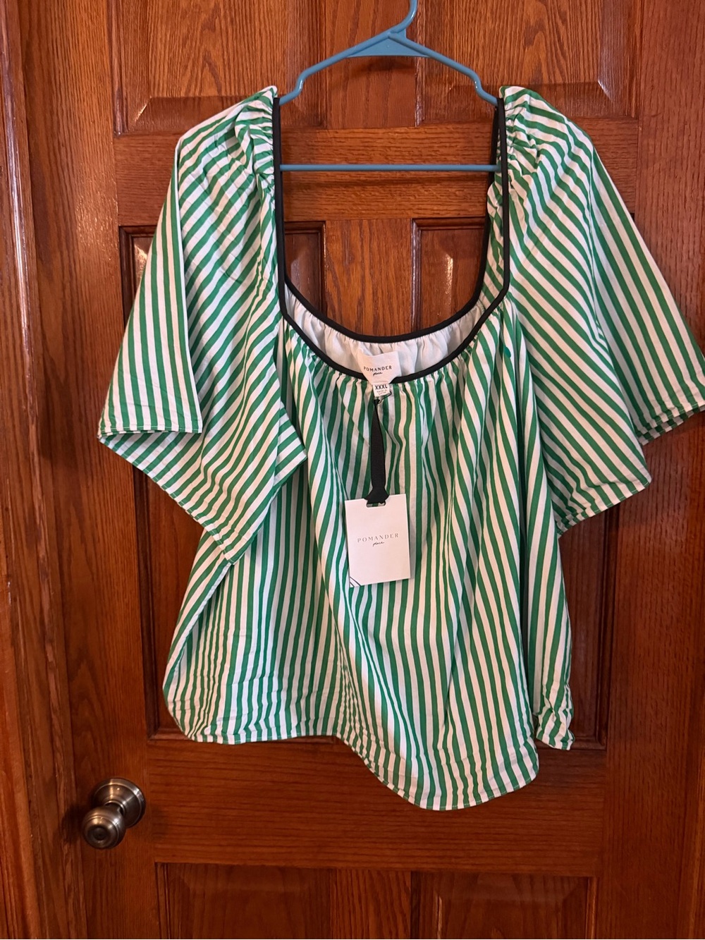 Pomander Place XXXL Green & White Striped Woman’s Top NWT